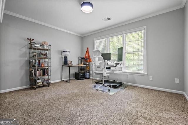 1326 Benbrooke Ln NW, Acworth, GA 30101 - carpeted office with crown molding, baseboards, and visible vents
