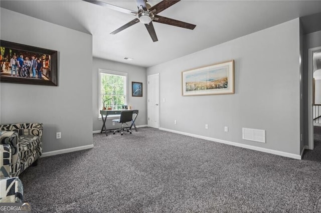 1326 Benbrooke Ln NW, Acworth, GA 30101 - living area with visible vents, baseboards, a ceiling fan, and carpet