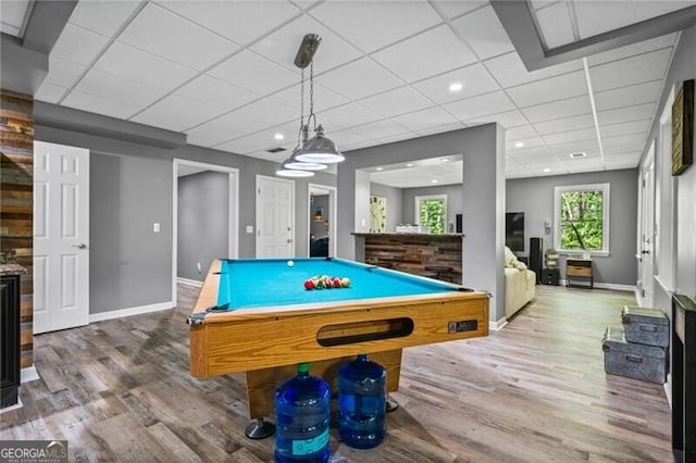 1326 Benbrooke Ln NW, Acworth, GA 30101 - rec room with baseboards, a paneled ceiling, and wood finished floors