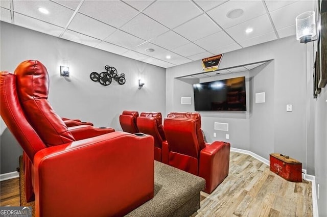 1326 Benbrooke Ln NW, Acworth, GA 30101 - cinema featuring baseboards, recessed lighting, a paneled ceiling, and wood finished floors