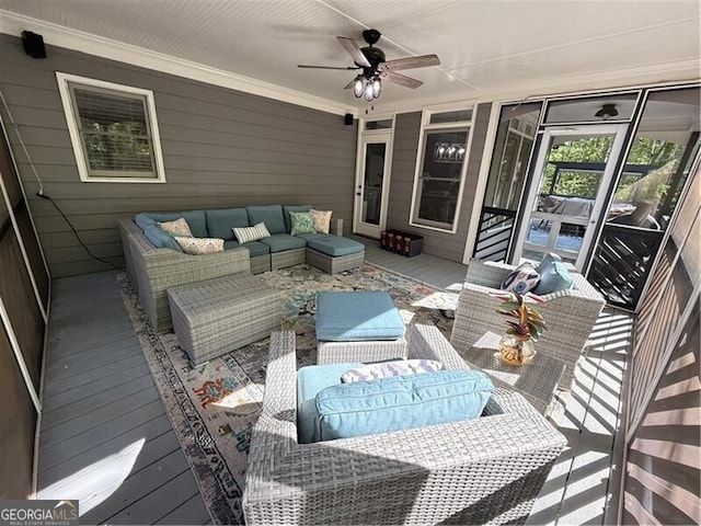 1326 Benbrooke Ln NW, Acworth, GA 30101 - exterior space with outdoor lounge area and a ceiling fan