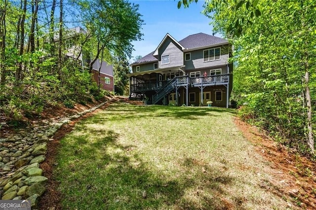 1326 Benbrooke Ln NW, Acworth, GA 30101 - view of yard featuring stairway and a wooden deck