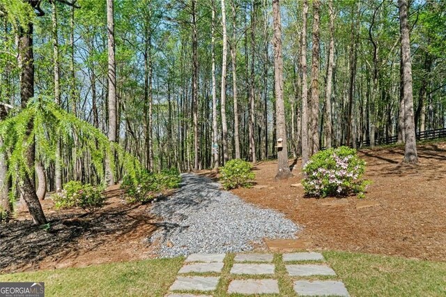 411 River Bluff Ln, Ball Ground, GA 30107 - view of yard with a forest view