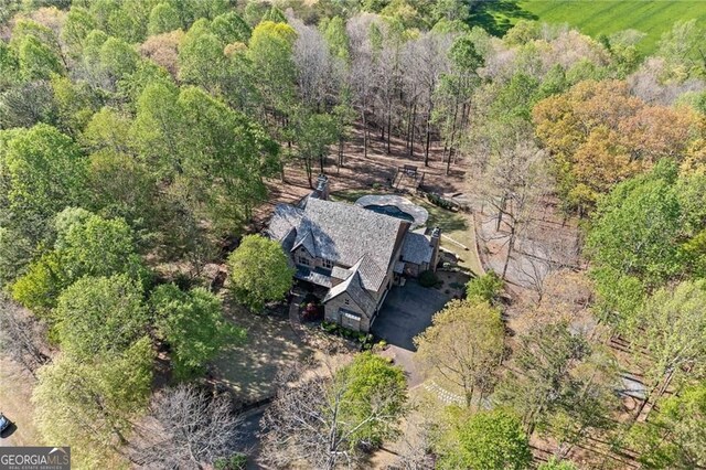 411 River Bluff Ln, Ball Ground, GA 30107 - birds eye view of property with a forest view