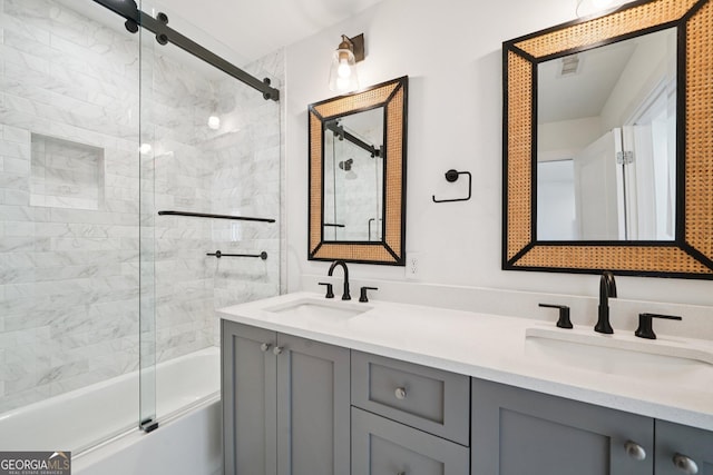 135 Channing Ln, Fayetteville, GA 30214 - full bath featuring bath / shower combo with glass door and double vanity