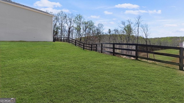 view of yard featuring fence