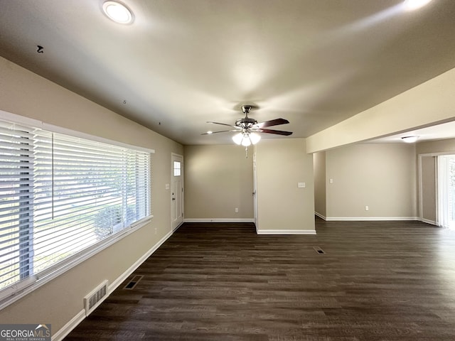 3191 Gay Dr, Decatur, GA 30032 - interior space with dark wood-type flooring, baseboards, and a ceiling fan
