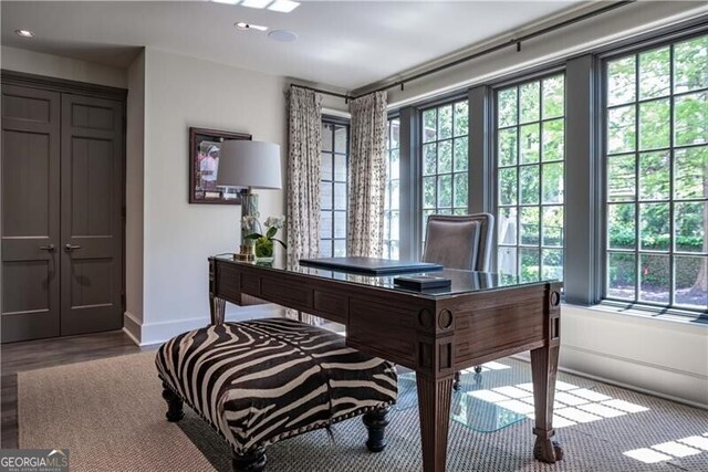 2979 Ridgewood Rd NW, Atlanta, GA 30327 - home office featuring plenty of natural light, baseboards, recessed lighting, and wood finished floors