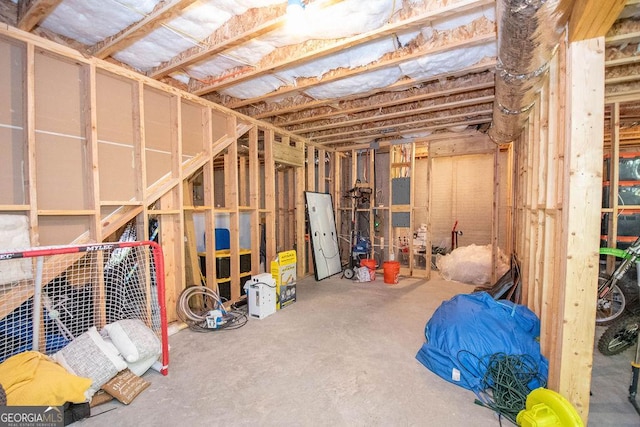 view of unfinished basement