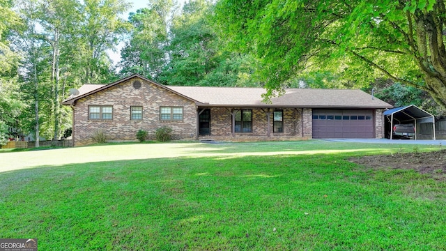 5680 Abbotts Bridge Rd, Johns Creek, GA 30097 - single story home featuring brick siding, driveway, an attached garage, and a front lawn