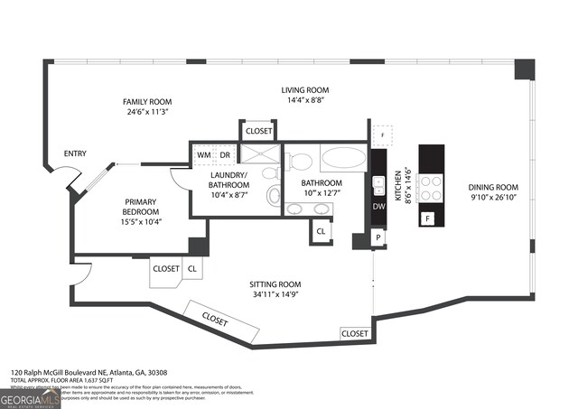 120 Ralph Mcgill Blvd NE Unit 1304 & 1305, Atlanta, GA 30308 - view of property floor plan
