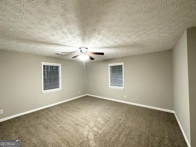 659 Country Club Rd, Newnan, GA 30263 - carpeted spare room featuring baseboards, a textured ceiling, and ceiling fan
