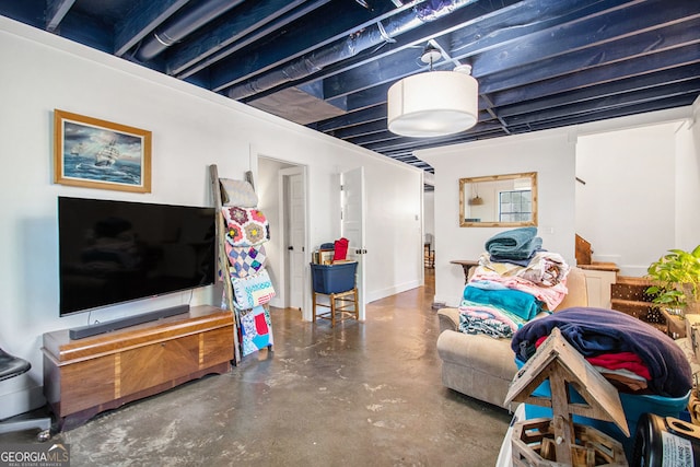 view of finished basement