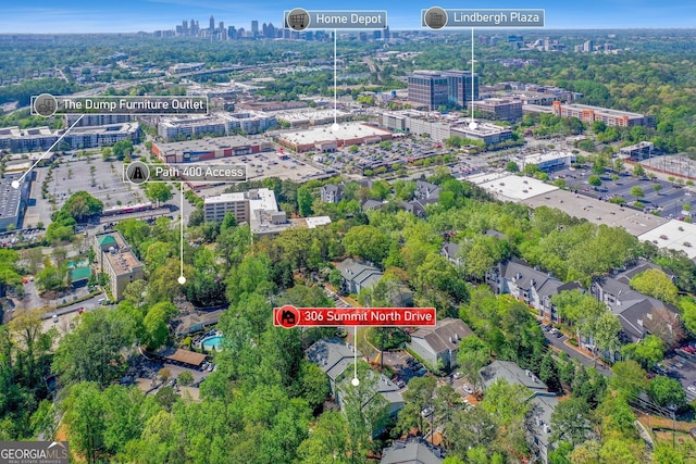 aerial view with a view of city