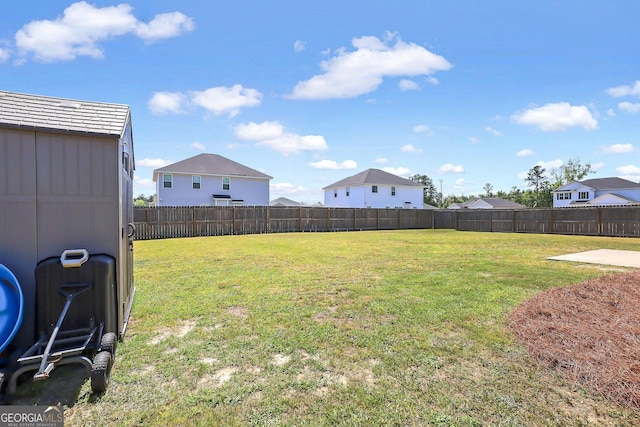 view of yard with a fenced backyard