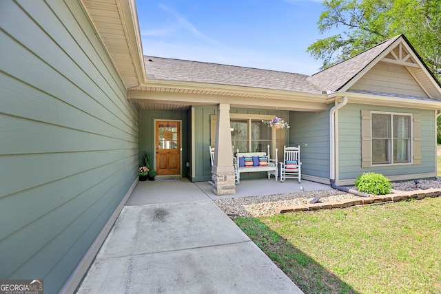 75 Flagstone Dr, Newnan, GA 30263 - entrance to property with covered porch and a shingled roof