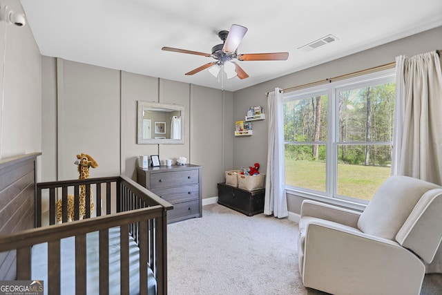 75 Flagstone Dr, Newnan, GA 30263 - bedroom with multiple windows, a nursery area, light colored carpet, and a ceiling fan