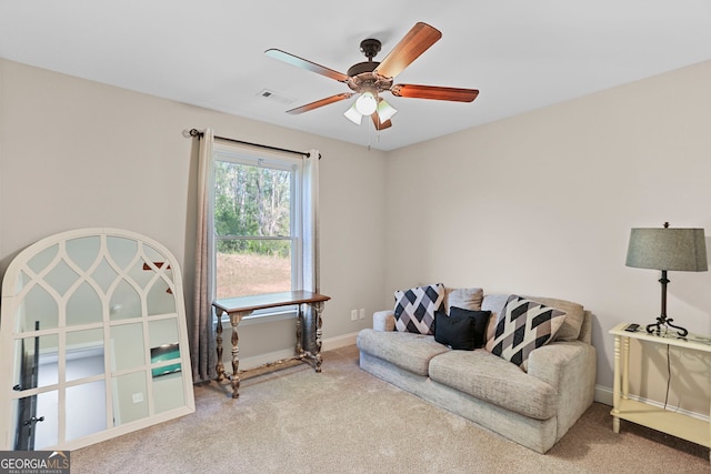 75 Flagstone Dr, Newnan, GA 30263 - living area featuring carpet and a ceiling fan