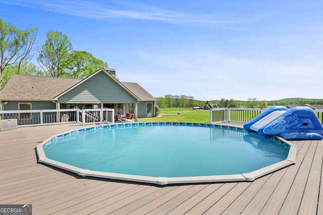 75 Flagstone Dr, Newnan, GA 30263 - view of pool featuring a wooden deck and a covered pool