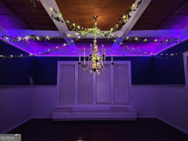 details with an inviting chandelier