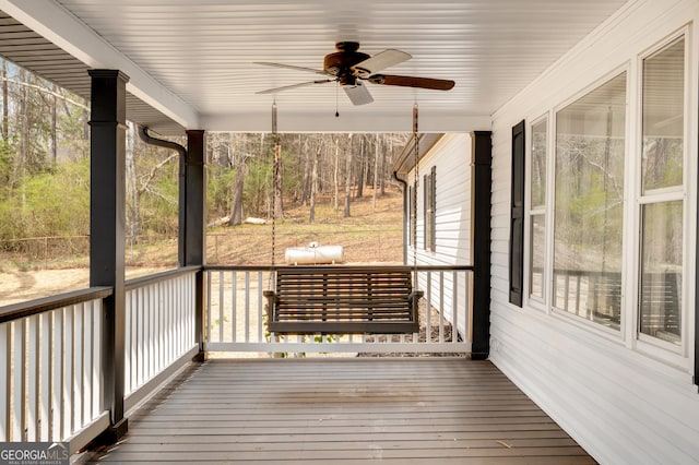 deck featuring ceiling fan