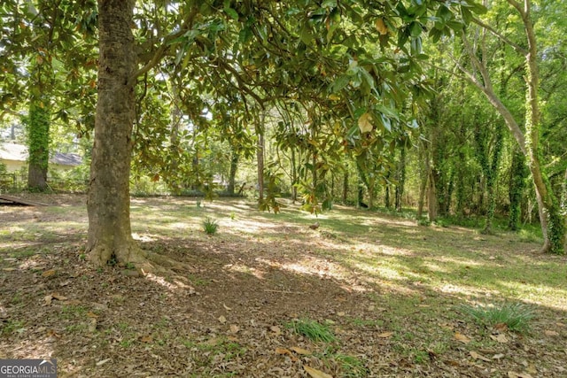 view of wooded area
