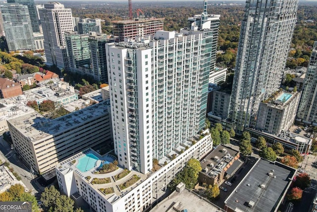 bird's eye view featuring a city view