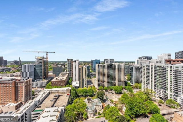 aerial view featuring a city view