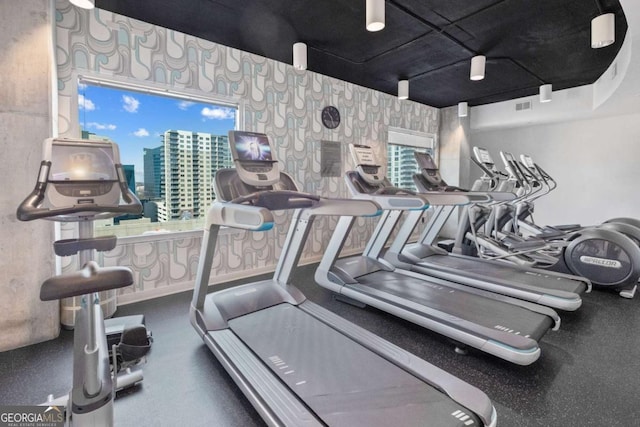 workout area with visible vents
