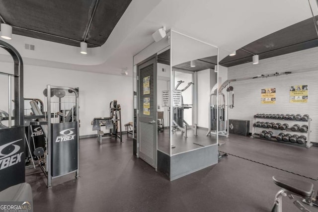 gym featuring visible vents