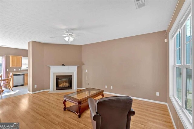 200 Arrowhead Ln, Canton, GA 30114 - living room featuring ceiling fan, baseboards, visible vents, and a healthy amount of sunlight