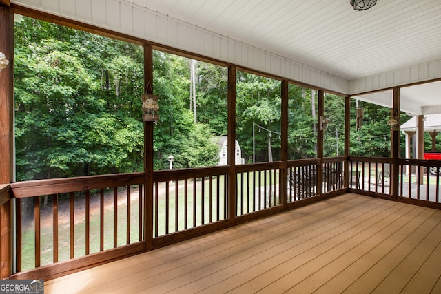 view of unfurnished sunroom