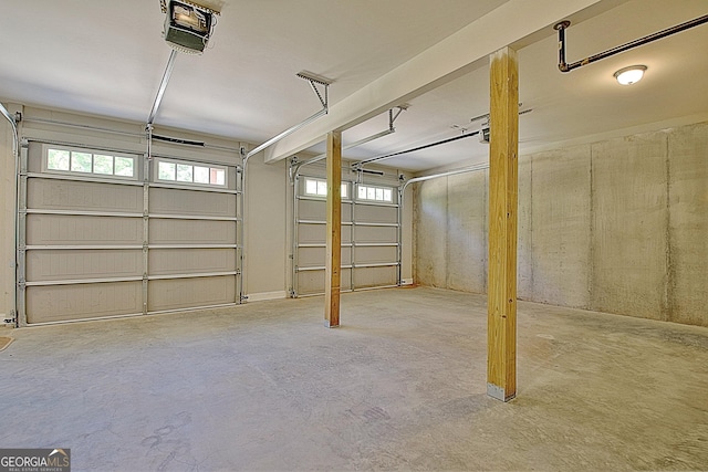 garage with a garage door opener
