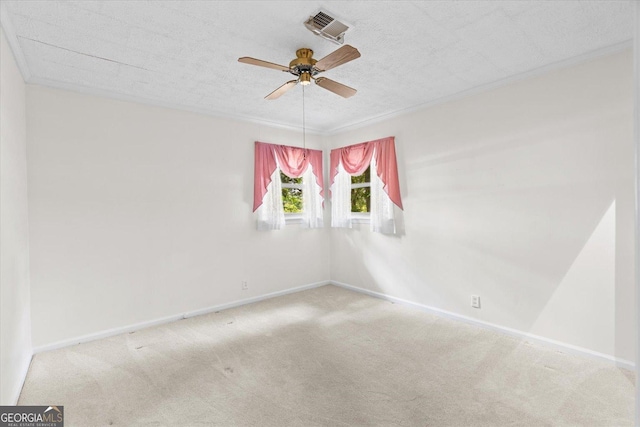 1070 Lovers Lane Rd SE, Calhoun, GA 30701 - carpeted spare room with baseboards, ceiling fan, a textured ceiling, and crown molding