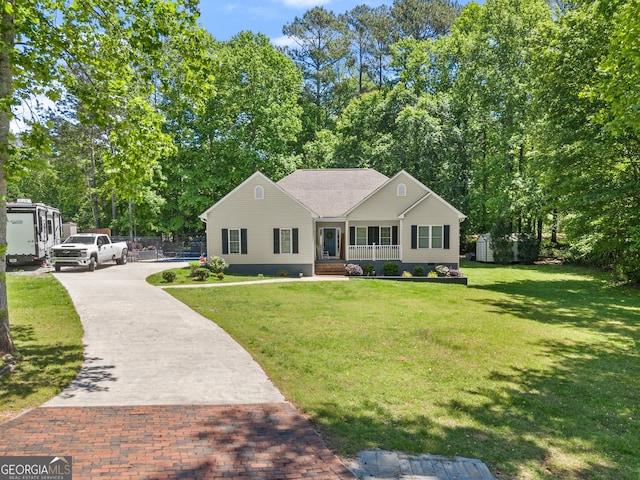 791 Thornwood Cir, Mount Airy, GA 30563 - single story home with covered porch, a front lawn, crawl space, and a shingled roof