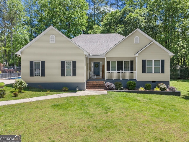 791 Thornwood Cir, Mount Airy, GA 30563 - ranch-style home with covered porch and a front yard