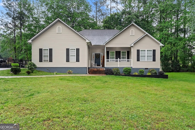 791 Thornwood Cir, Mount Airy, GA 30563 - view of front of home featuring a porch, a front yard, and crawl space
