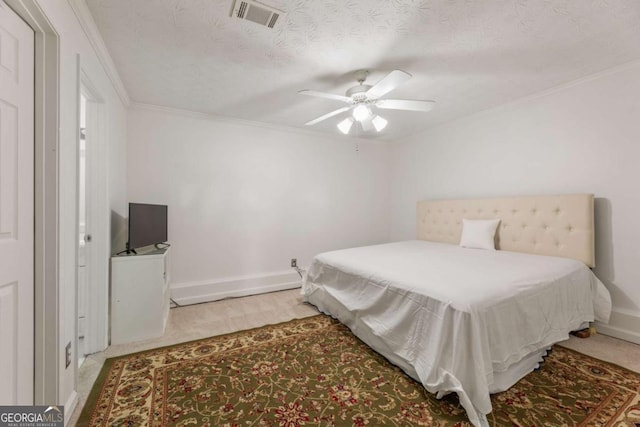 745 Abbotts Mill Ct, Duluth, GA 30097 - bedroom with visible vents, baseboards, crown molding, and ceiling fan