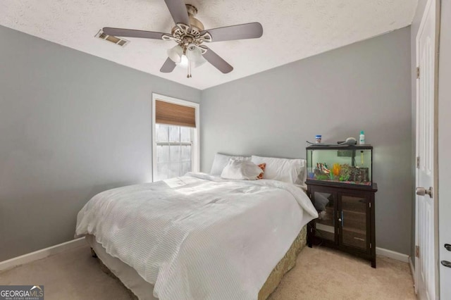 745 Abbotts Mill Ct, Duluth, GA 30097 - bedroom with visible vents, baseboards, light colored carpet, and ceiling fan
