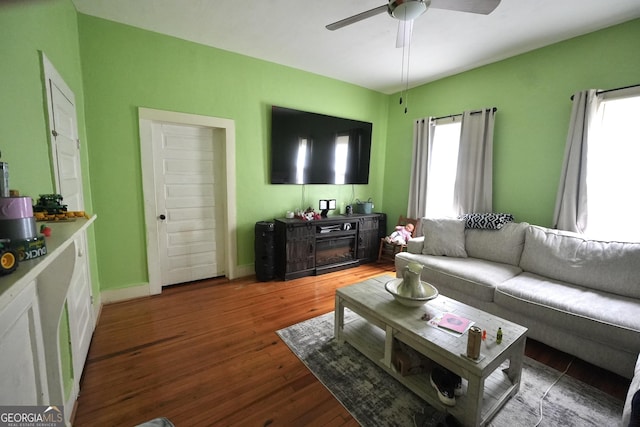 3002 24th Ave, Valley, AL 36854 - living room with a ceiling fan and wood finished floors