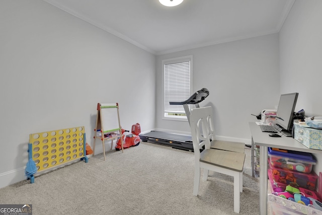 123 Townsend Pass, Alpharetta, GA 30004 - exercise room with crown molding and carpet floors