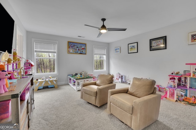 123 Townsend Pass, Alpharetta, GA 30004 - rec room featuring carpet and ceiling fan