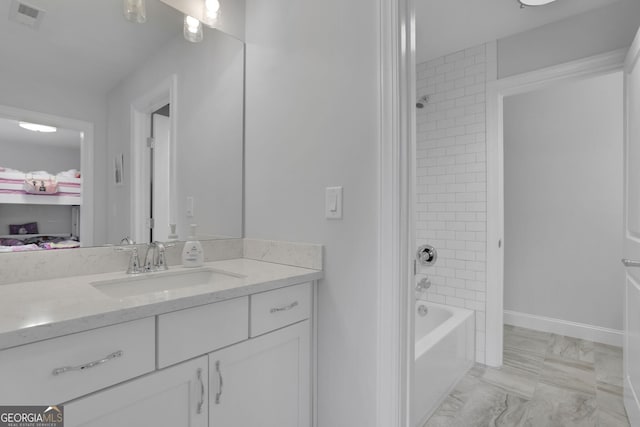 123 Townsend Pass, Alpharetta, GA 30004 - full bath featuring vanity,  shower combination, and marble finish flooring
