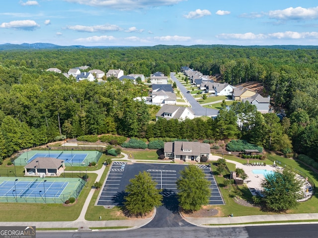 aerial view with a forest view