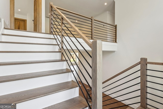 stairs with recessed lighting