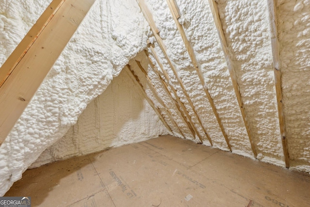 view of unfinished attic