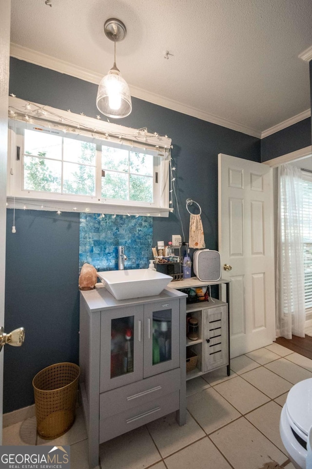 378 Beechwood Dr, Athens, GA 30606 - bathroom featuring ornamental molding, tile patterned flooring, and vanity