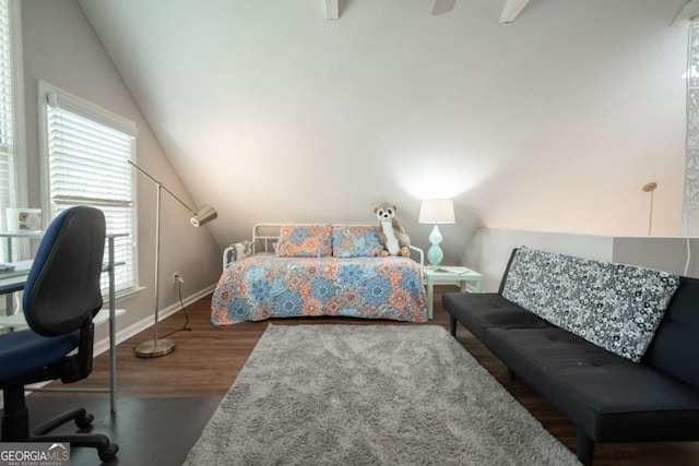 378 Beechwood Dr, Athens, GA 30606 - bedroom with lofted ceiling, baseboards, and wood finished floors