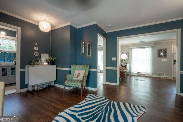 378 Beechwood Dr, Athens, GA 30606 - sitting room with visible vents, baseboards, ornamental molding, and wood finished floors