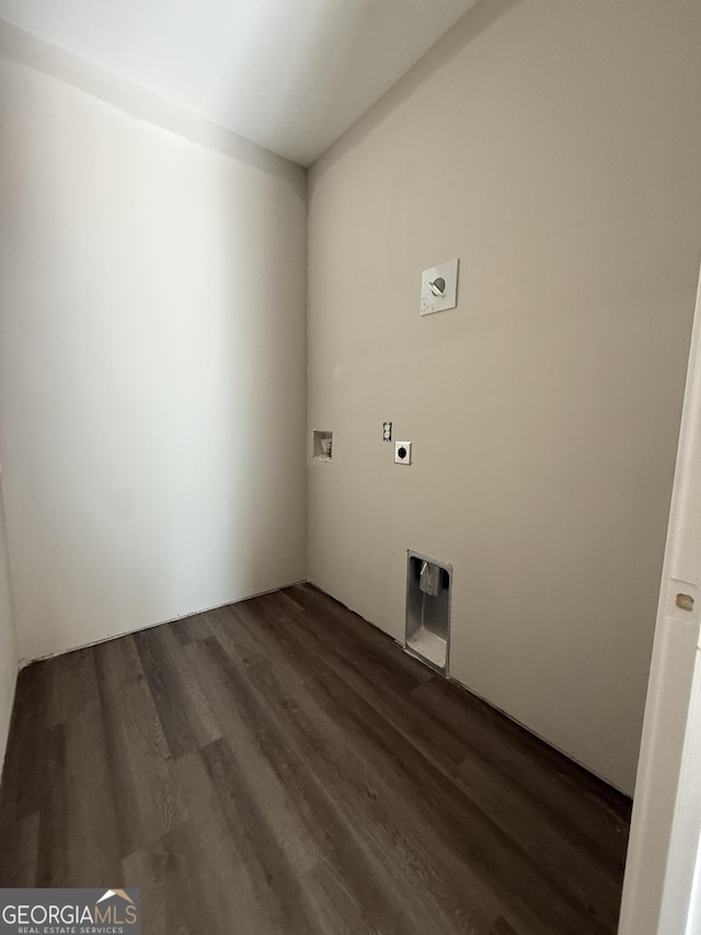 laundry room featuring hookup for a washing machine, dark wood-style flooring, and hookup for an electric dryer